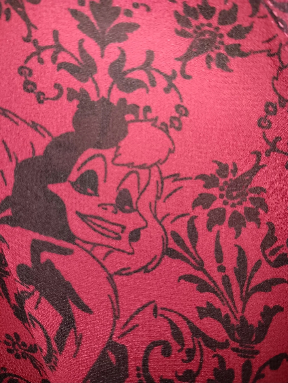 Disney Burgundy Floral Print Button-Front Long Sleeve Sheer Dress - Picture 9 of 11